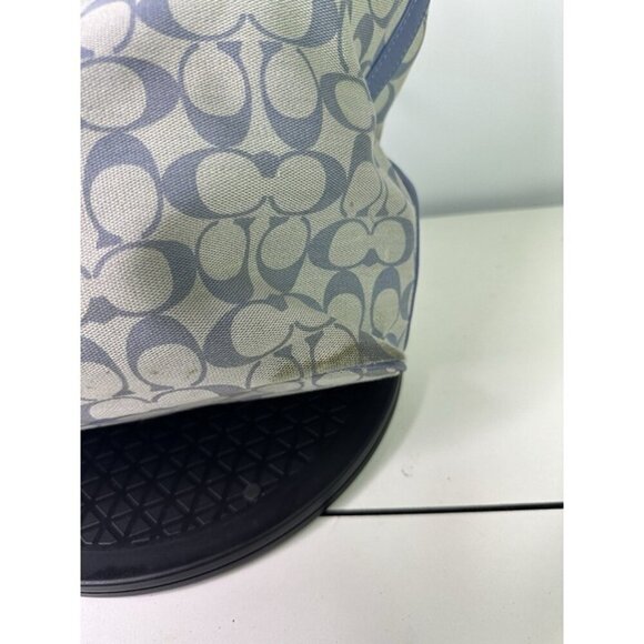 Coach Legacy Weekend Signature Jacquard Shopper Tote 23107 Blue Brown Leather - Picture 3 of 12